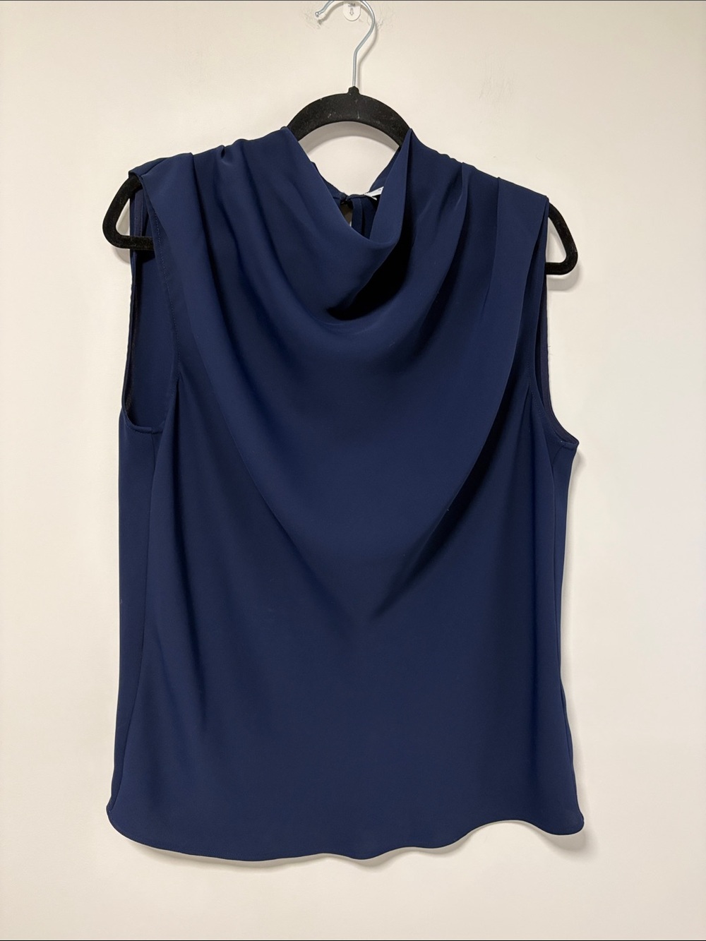 Babaton Draped Back Sleeveless Blouse in Navy